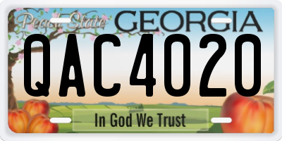 GA license plate QAC4020