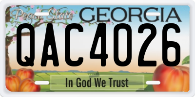 GA license plate QAC4026