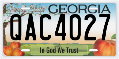 GA license plate QAC4027