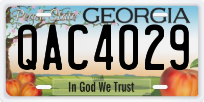 GA license plate QAC4029
