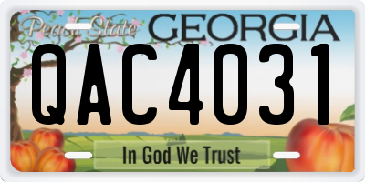 GA license plate QAC4031