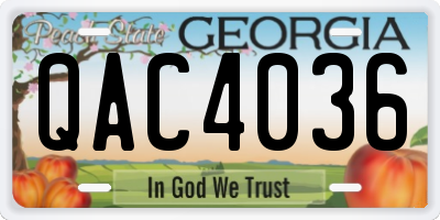 GA license plate QAC4036