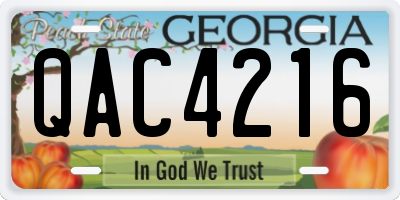 GA license plate QAC4216