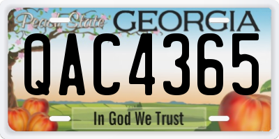 GA license plate QAC4365
