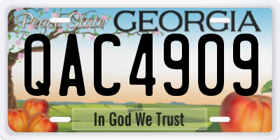 GA license plate QAC4909