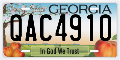 GA license plate QAC4910