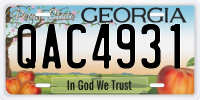 GA license plate QAC4931