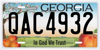 GA license plate QAC4932