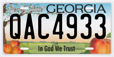 GA license plate QAC4933
