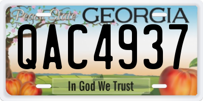 GA license plate QAC4937