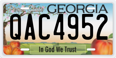 GA license plate QAC4952