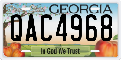 GA license plate QAC4968