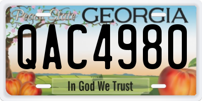 GA license plate QAC4980