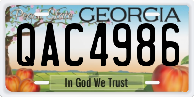 GA license plate QAC4986