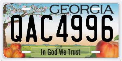 GA license plate QAC4996