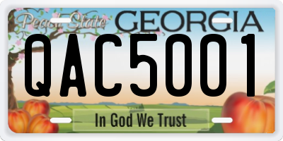 GA license plate QAC5001