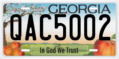GA license plate QAC5002