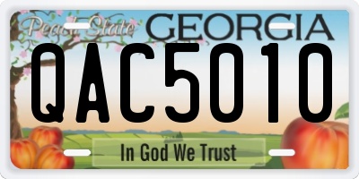 GA license plate QAC5010