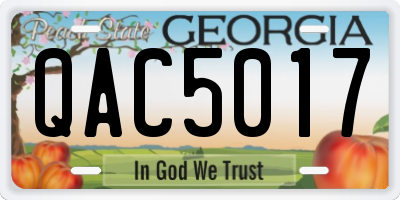 GA license plate QAC5017