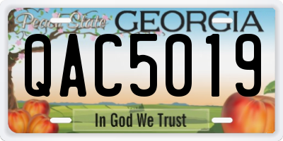 GA license plate QAC5019