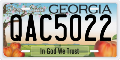 GA license plate QAC5022