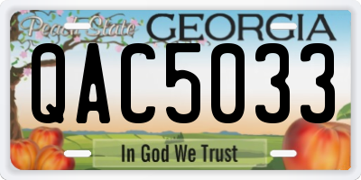 GA license plate QAC5033