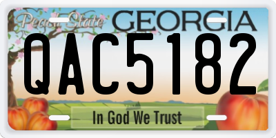GA license plate QAC5182