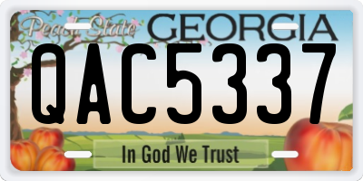GA license plate QAC5337