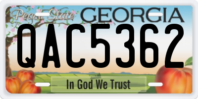 GA license plate QAC5362