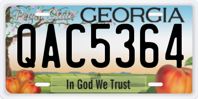 GA license plate QAC5364