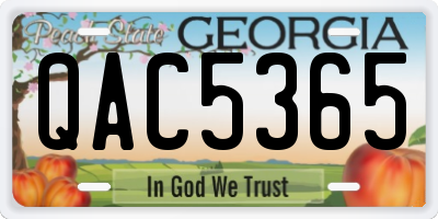 GA license plate QAC5365