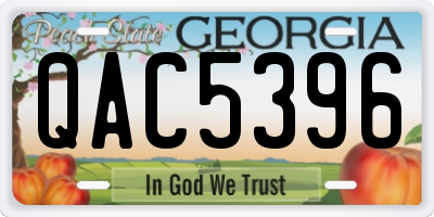 GA license plate QAC5396
