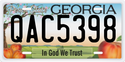 GA license plate QAC5398