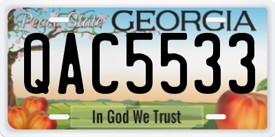 GA license plate QAC5533