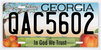 GA license plate QAC5602