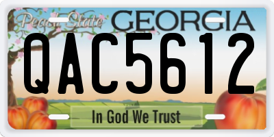 GA license plate QAC5612