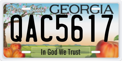 GA license plate QAC5617