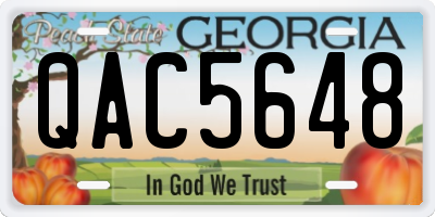 GA license plate QAC5648