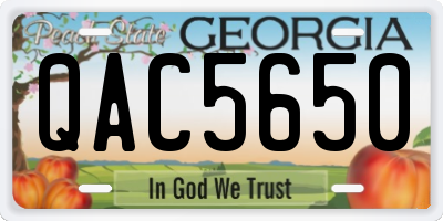 GA license plate QAC5650