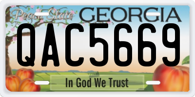 GA license plate QAC5669