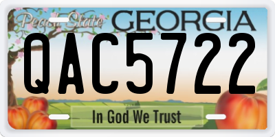 GA license plate QAC5722