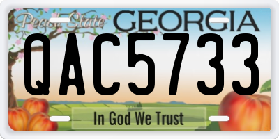 GA license plate QAC5733