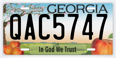 GA license plate QAC5747