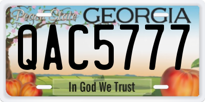 GA license plate QAC5777