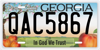 GA license plate QAC5867
