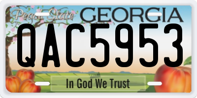 GA license plate QAC5953
