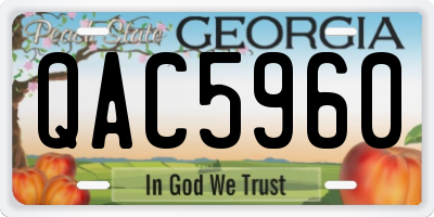 GA license plate QAC5960
