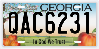 GA license plate QAC6231