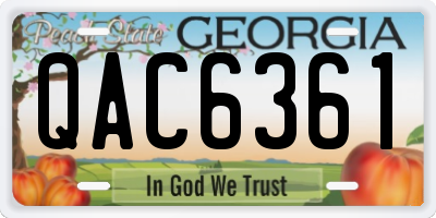 GA license plate QAC6361