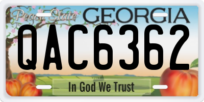 GA license plate QAC6362
